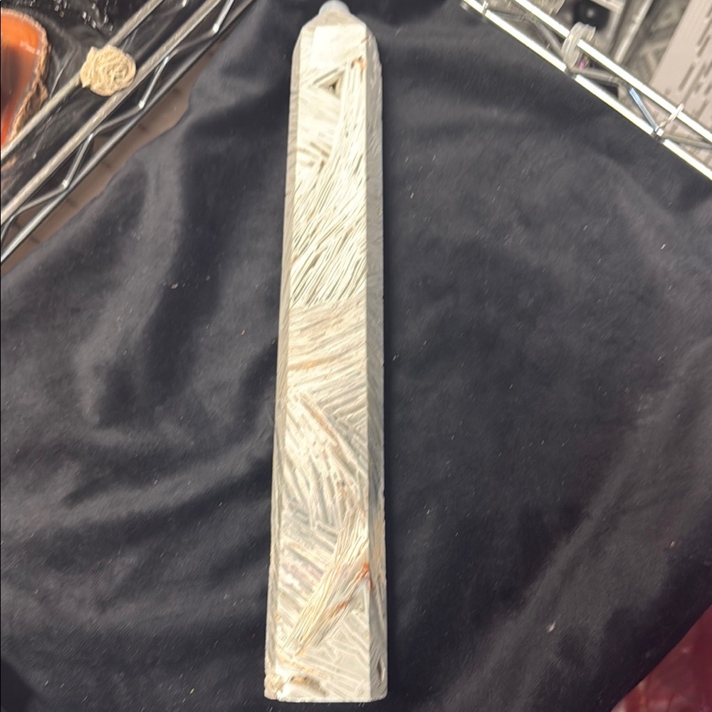 1ft long Mexican white lace agate tower with natural inclusions gorgeous piece